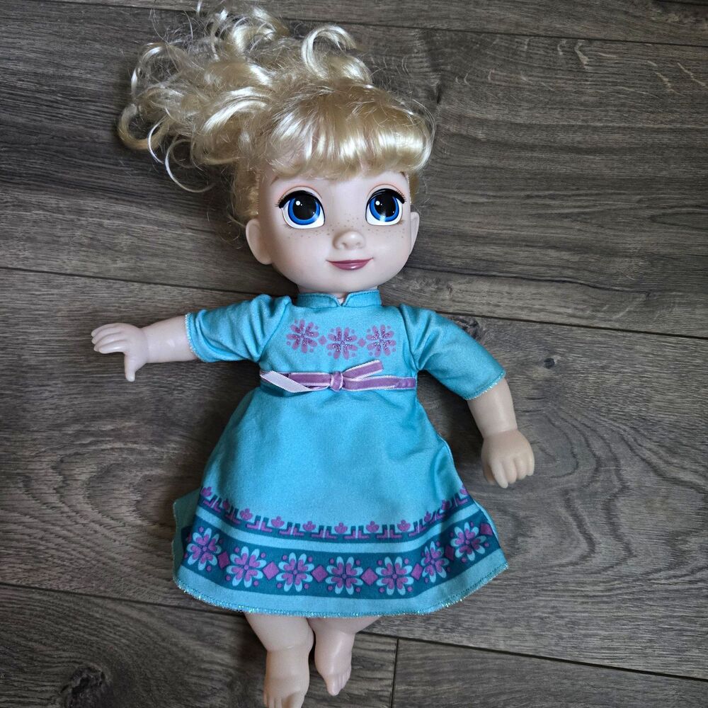 Disney Frozen Anna Toddler Doll 14 Inch Jakks Pacific Blue Dress Blonde